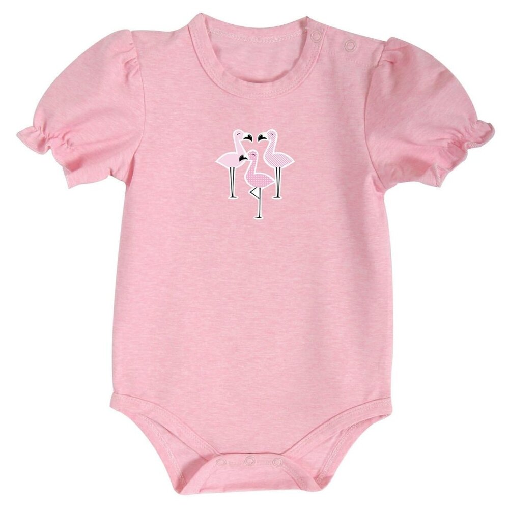 Stephan Baby Heather Snapshirt-Style Onesie, Pink Flamingos - Size 6-12 Months